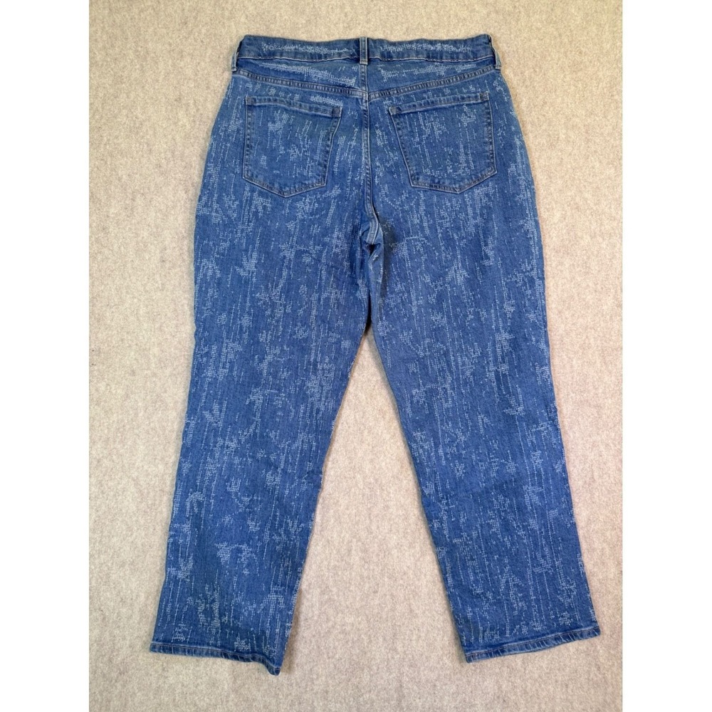 P10. Old Navy Curvy OG Loose Baggy High Rise Jeans Blue Pixelated Print Straight - Picture 4 of 4
